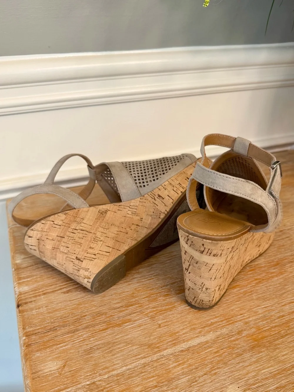 Women's Franco Sarto Slingback Cork Wedge Sandals — Taupe